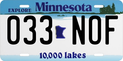 MN license plate 033NOF