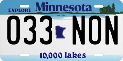 MN license plate 033NON