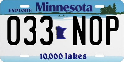 MN license plate 033NOP