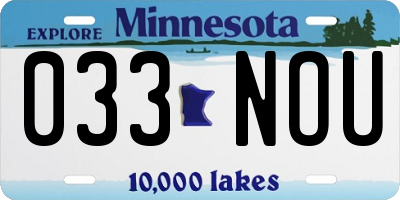 MN license plate 033NOU