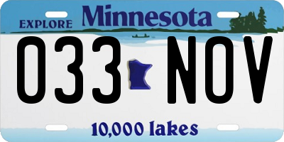 MN license plate 033NOV