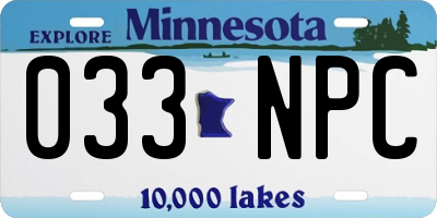 MN license plate 033NPC