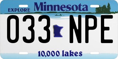 MN license plate 033NPE