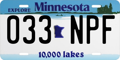 MN license plate 033NPF