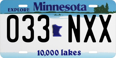 MN license plate 033NXX