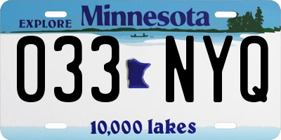 MN license plate 033NYQ