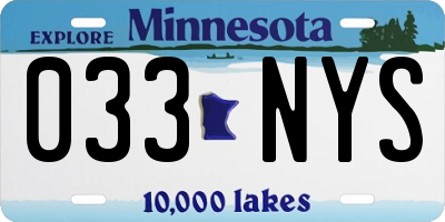 MN license plate 033NYS