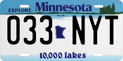 MN license plate 033NYT