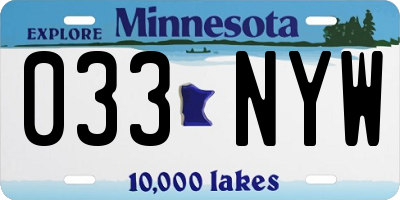 MN license plate 033NYW
