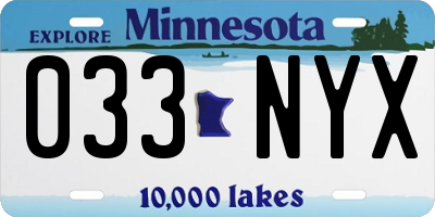 MN license plate 033NYX