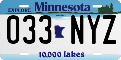 MN license plate 033NYZ