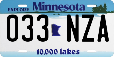 MN license plate 033NZA