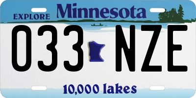MN license plate 033NZE