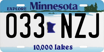 MN license plate 033NZJ