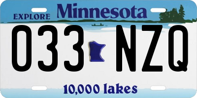 MN license plate 033NZQ