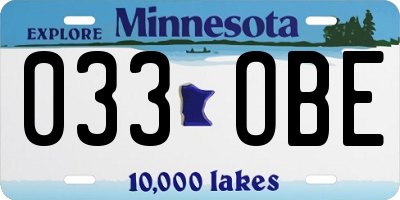 MN license plate 033OBE