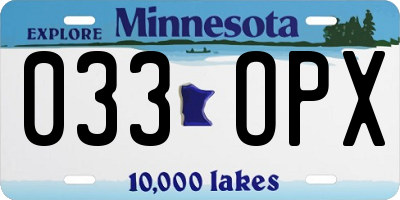 MN license plate 033OPX