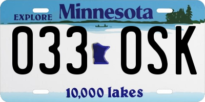 MN license plate 033OSK