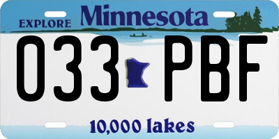 MN license plate 033PBF