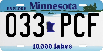 MN license plate 033PCF