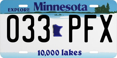 MN license plate 033PFX