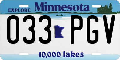 MN license plate 033PGV