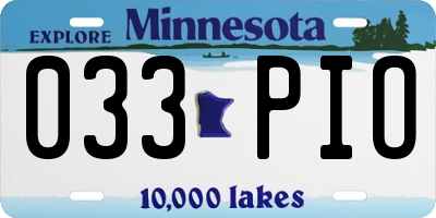 MN license plate 033PIO