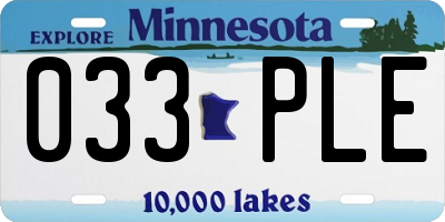 MN license plate 033PLE