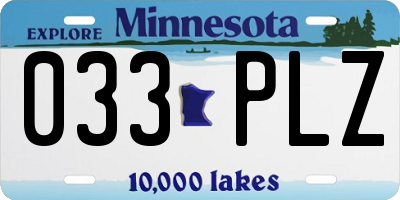 MN license plate 033PLZ