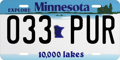MN license plate 033PUR