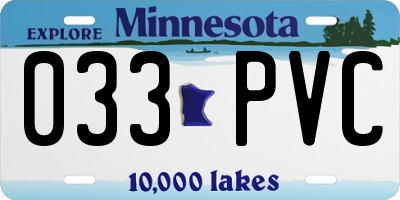 MN license plate 033PVC