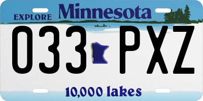 MN license plate 033PXZ