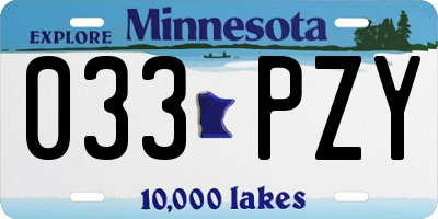 MN license plate 033PZY
