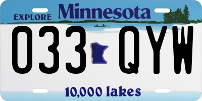 MN license plate 033QYW