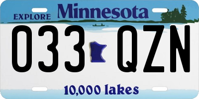 MN license plate 033QZN