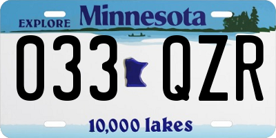 MN license plate 033QZR