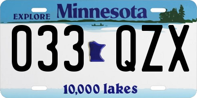 MN license plate 033QZX