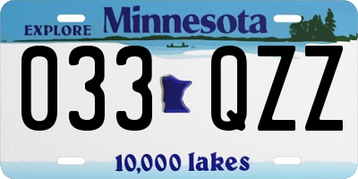 MN license plate 033QZZ