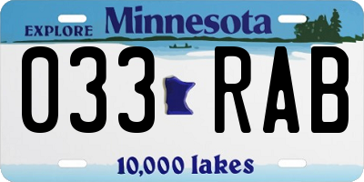 MN license plate 033RAB