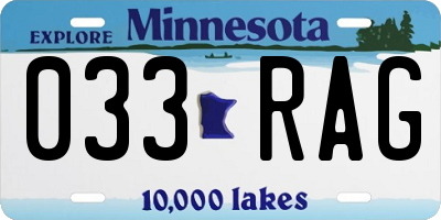 MN license plate 033RAG