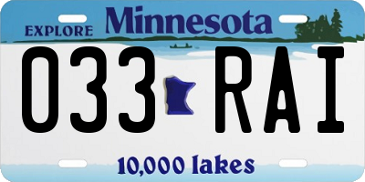 MN license plate 033RAI