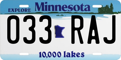 MN license plate 033RAJ