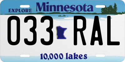 MN license plate 033RAL