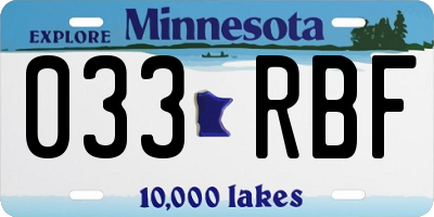 MN license plate 033RBF