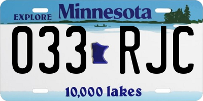 MN license plate 033RJC