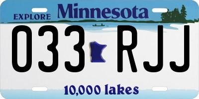 MN license plate 033RJJ