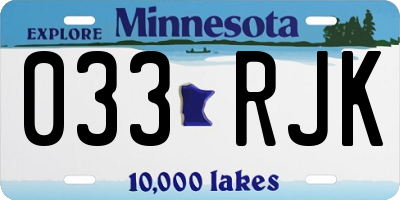 MN license plate 033RJK