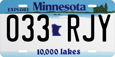 MN license plate 033RJY