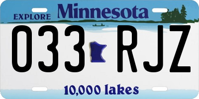 MN license plate 033RJZ