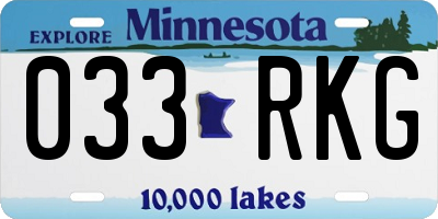 MN license plate 033RKG